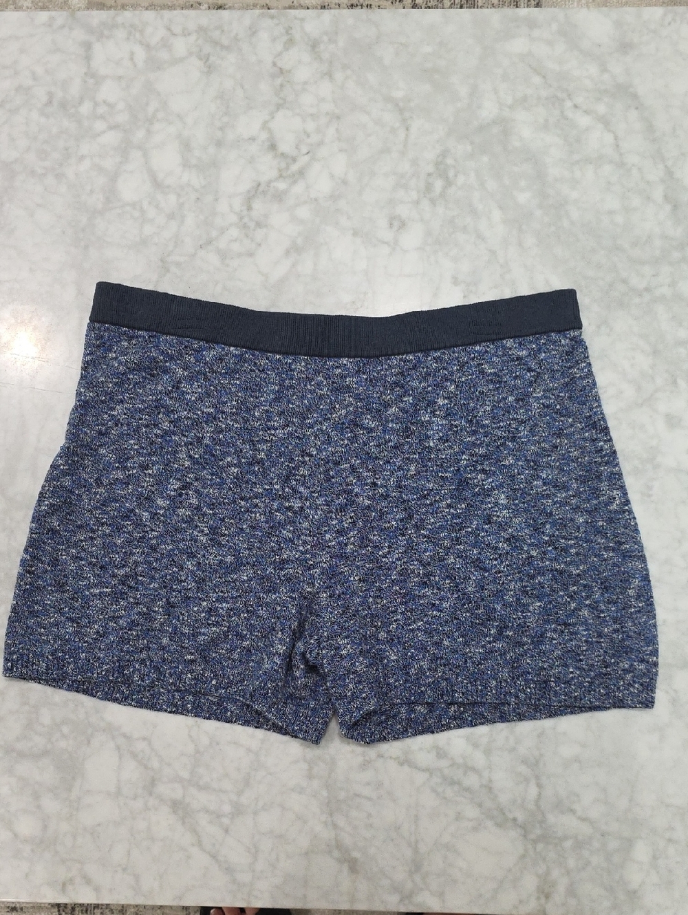 NWT Naadam High Waist Knit Cotton Cashmere Shorts Navy Blue Size Large